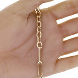 Italian 14k Yellow Gold Oval & Paper Clip Link Chain Bracelet 7.75" 7.2 grams