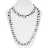 14k White Gold Solid Heavy Miami Cuban Chain Link Necklace 30" 10 mm 215 grams with Box Clasp - White,30"