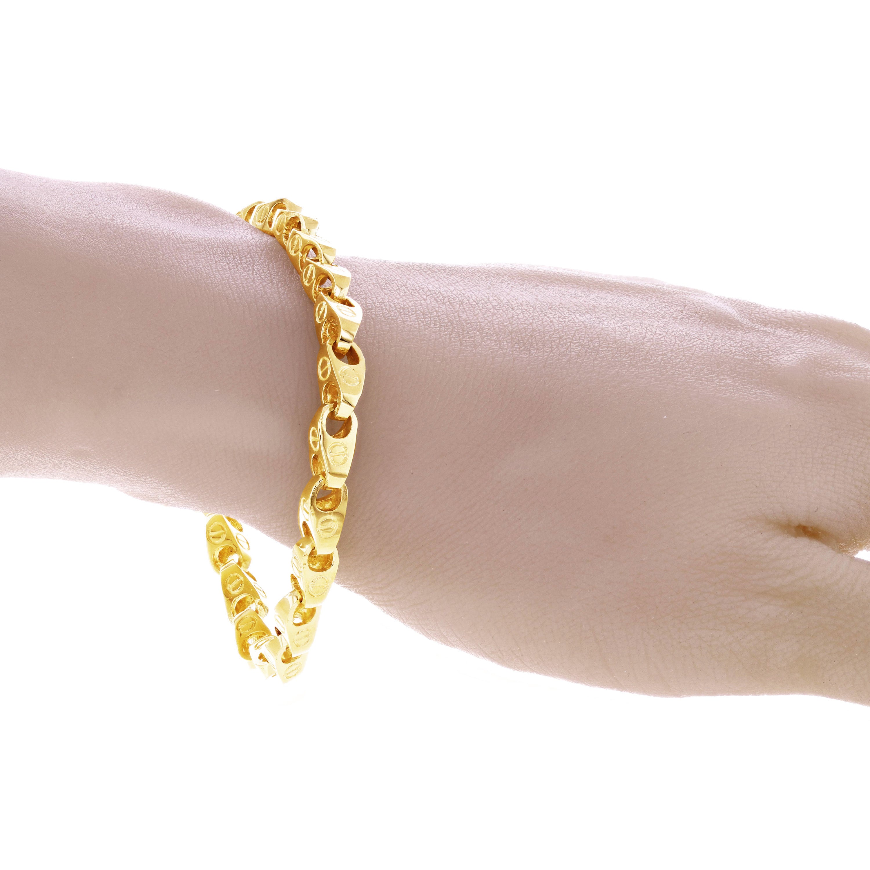 10k Yellow Gold Solid Handmade Fashion Link Bracelet 6mm 7" 21.9 grams - 7" 21.9 grams