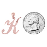 14k Rose Gold Initial Letter K Alphabet Charm Pendant - Letter K,Rose
