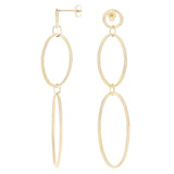 Italian 14k Yellow Gold Polished Graduated Elongated Oval Dangle Earrings 2.7"