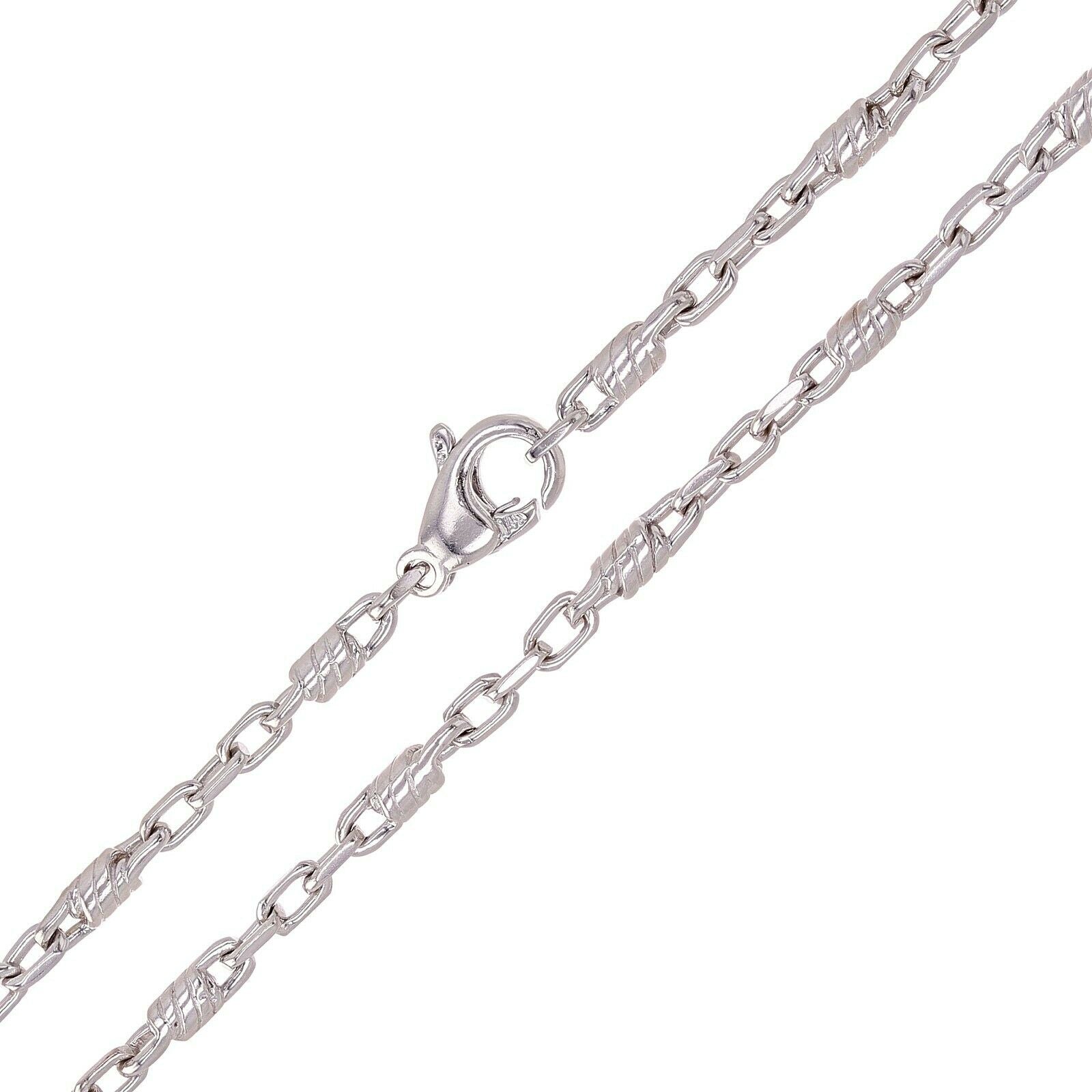 14k White Gold Handmade Fashion Link Necklace 24" 3.2mm 26.6 grams - White