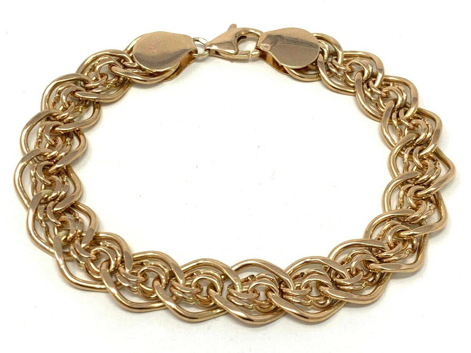 14k Rose Gold Charm Bracelet 7.5" 11.5mm 25.9 grams