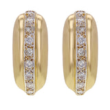 14k Yellow Gold Diamond Dome Scalloped Shell Huggie Earrings