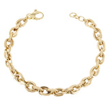 Italian 14k Yellow Gold Hollow Double Oval Links Bracelet 8" 7mm 7.6 grams
