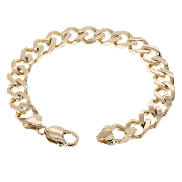 14k Yellow Gold Solid Square Curb Link Chain Bracelet 10.3mm 7