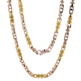 14k Yellow & White Gold Handmade Fashion Link Necklace 24" 7.5mm 126.2 grams - 24"
