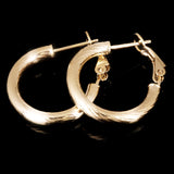 Italian 14k Yellow Gold Twisted Round Hoop Earrings 20.7mm x 3mm 2.3 grams