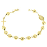 Italian 14k Yellow Gold Miraculous Medal Charm Rosary Bracelet 8.5" 8mm 7.7grams