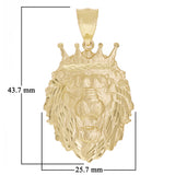 14k Yellow Gold Solid Diamond Cut Head Face Lion King Pendant 1.7" 5 grams - Medium
