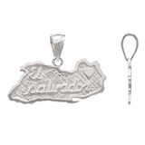 14k White Gold Travel Souvenir Country Map of El Salvador Charm Pendant 2.4grams - White