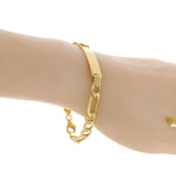 Italian 14k Yellow Gold Engravable Hollow Figaro ID Bracelet 7.75" 8mm 9.2 grams