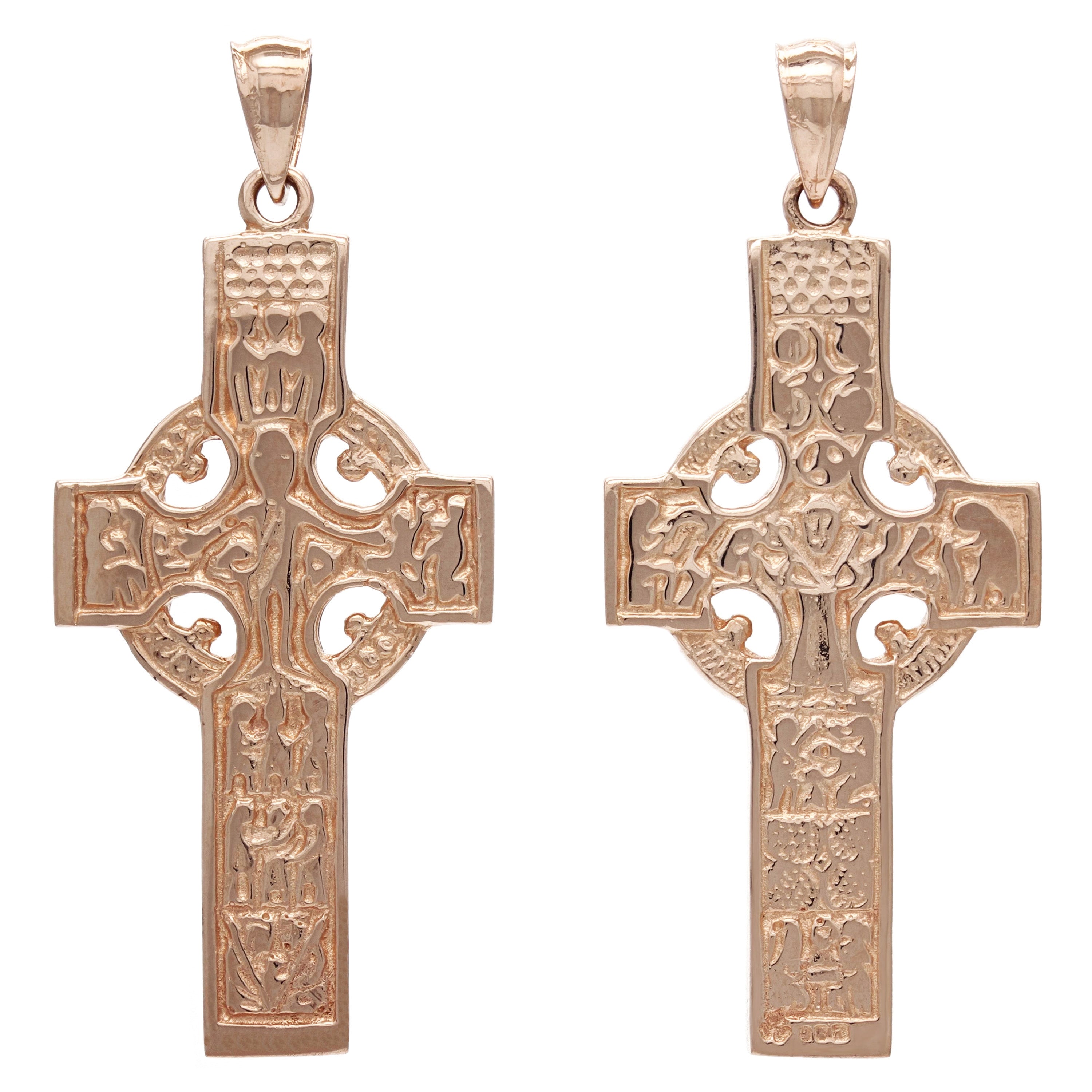 14k Rose Gold Reversible Double Sided Celtic Cross Religious Pendant 6.8 grams - Rose