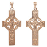 14k Rose Gold Reversible Double Sided Celtic Cross Religious Pendant 6.8 grams - Rose