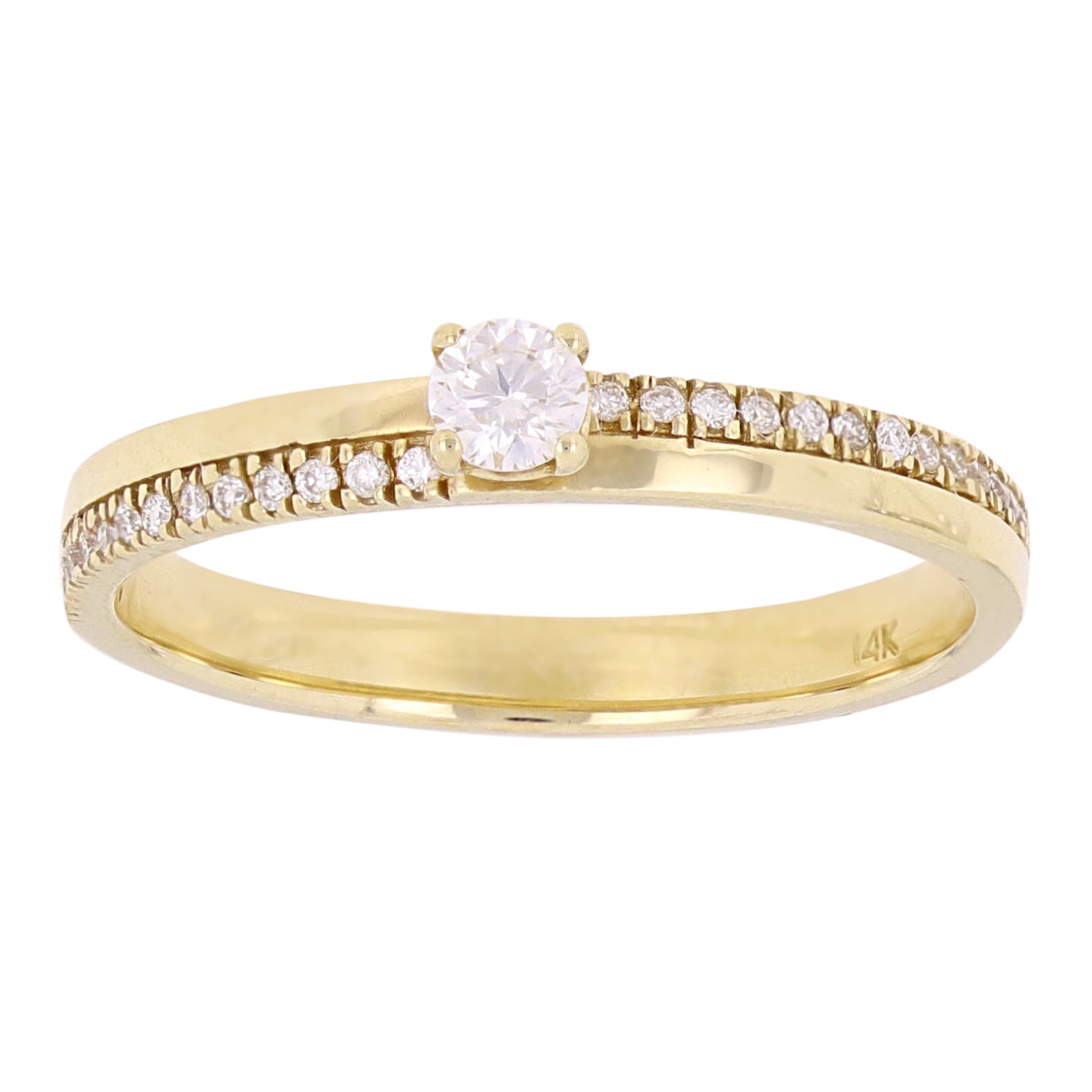 14k Yellow Gold Diamond Stackable Promise Ring Size 6 - Yellow