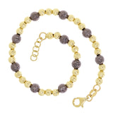 Italian 14k Yellow & Black Gold 5mm & 4mm Ball Bead Bracelet 7-7.5" 5 grams