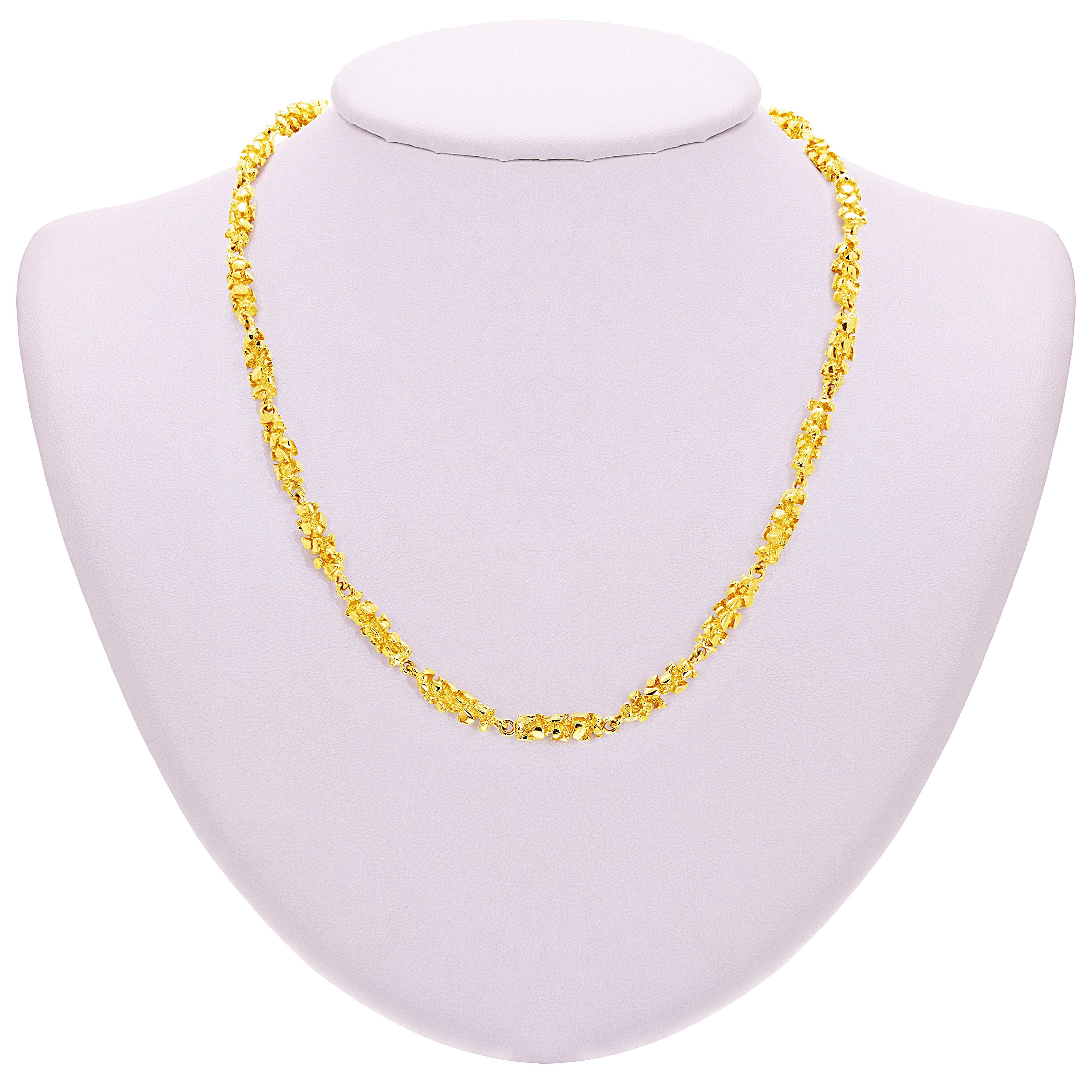 14k Yellow Gold Solid Handmade Nugget Link Necklace 18" 5mm 33.5 grams - 18" 33.5 grams