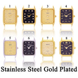 Women's 14k Yellow Gold Nugget Link Bracelet Geneve Watch with Diamonds 6.5-7" - Gold Faceplate 7" 42 grams