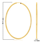 Italian 14k Yellow Gold High Polish Round Endless Hoop Earrings 1.9" 1.5mm 1.7g