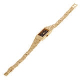 Women's 10k Yellow Gold Nugget Link Bracelet Geneve Wrist Watch w/ Diamond 7.5"