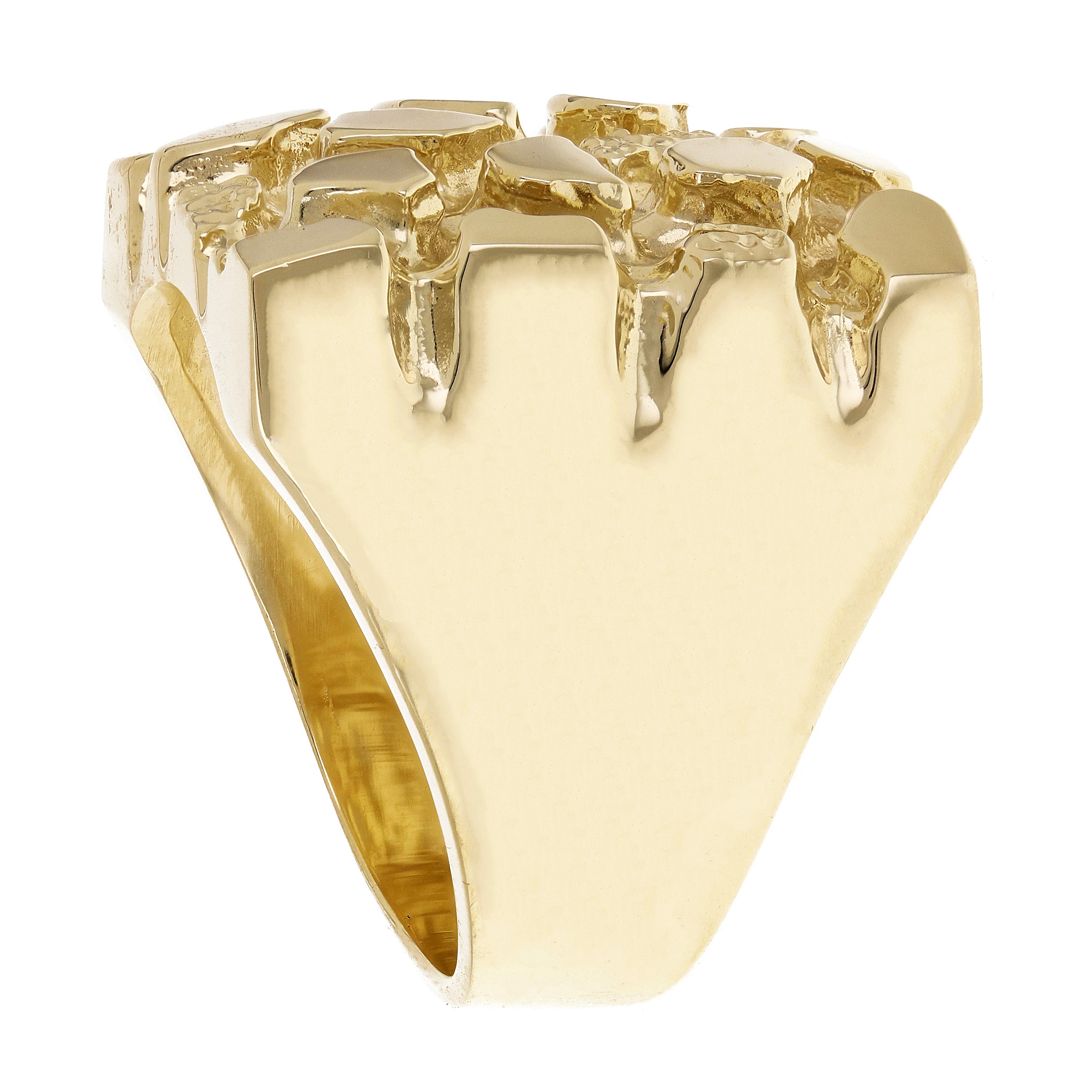 Men's 14k Yellow Gold Solid Square Nugget Ring Size 7 - 22mm 27.2 grams - Ring Size 7 27.2 grams