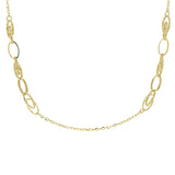 Italian 14k Yellow Gold Anchor Cable Link Oval Station Necklace 18" 6.2 grams - 18" 6.2 grams