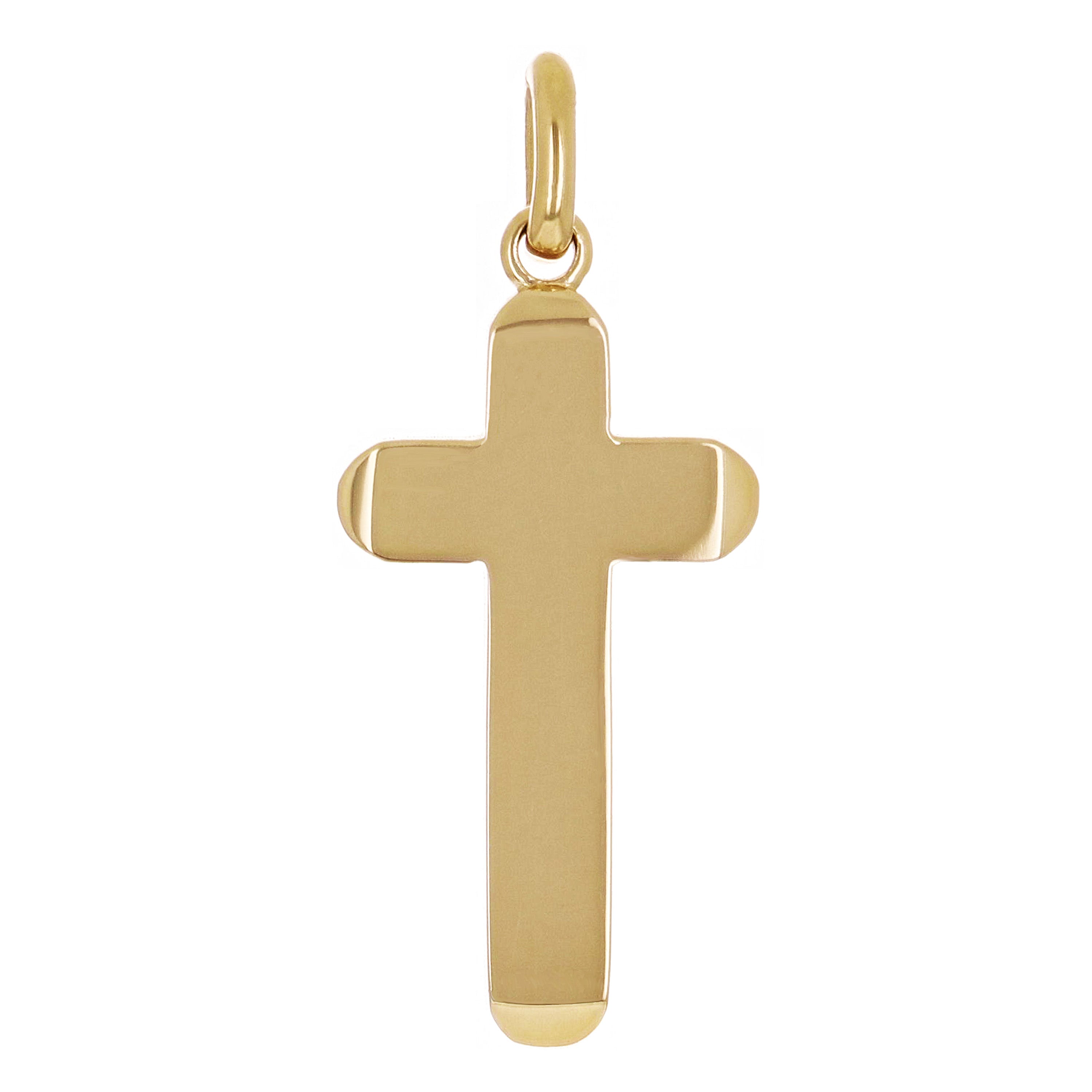 14k Yellow Gold Solid High Polish 3D Cross Charm Pendant 1.4" 3.9 grams