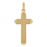 14k Yellow Gold Solid High Polish 3D Cross Charm Pendant 1.4" 3.9 grams