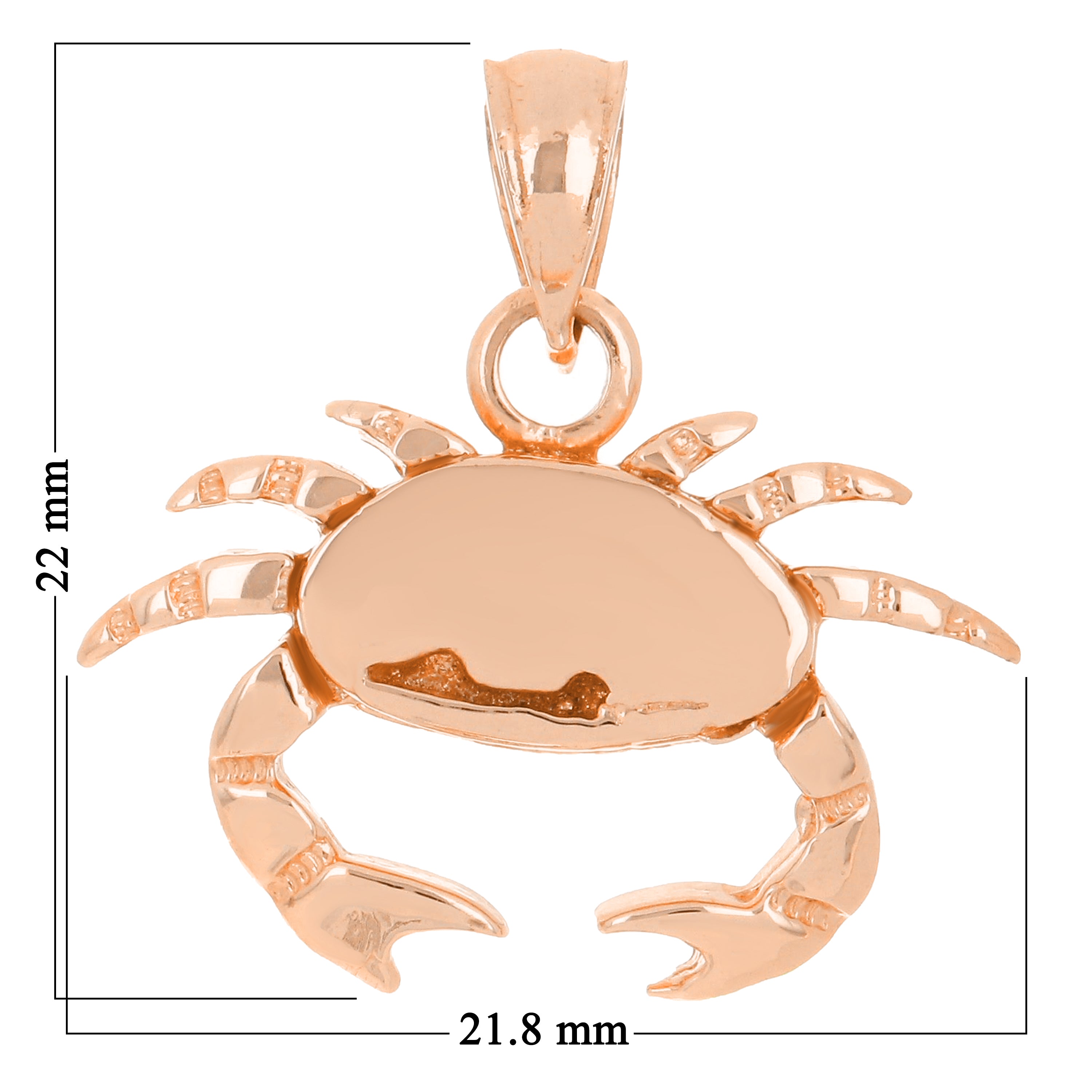 14k Rose Gold 3D Crab Cancer Zodiac Sign Charm Pendant 3.6 grams - Rose
