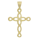 14k Yellow Gold Cross Religious Charm Pendant 1.4" 2.5 grams - Yellow