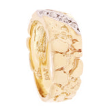 10k Yellow Gold Nugget Ring with Diamonds 8.2mm Size 9.5 - Ring Size 9.5