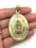 14K Yellow Gold Virgin Mary Guadalupe Pendant Medal Charm 2.2" 10.6 grams