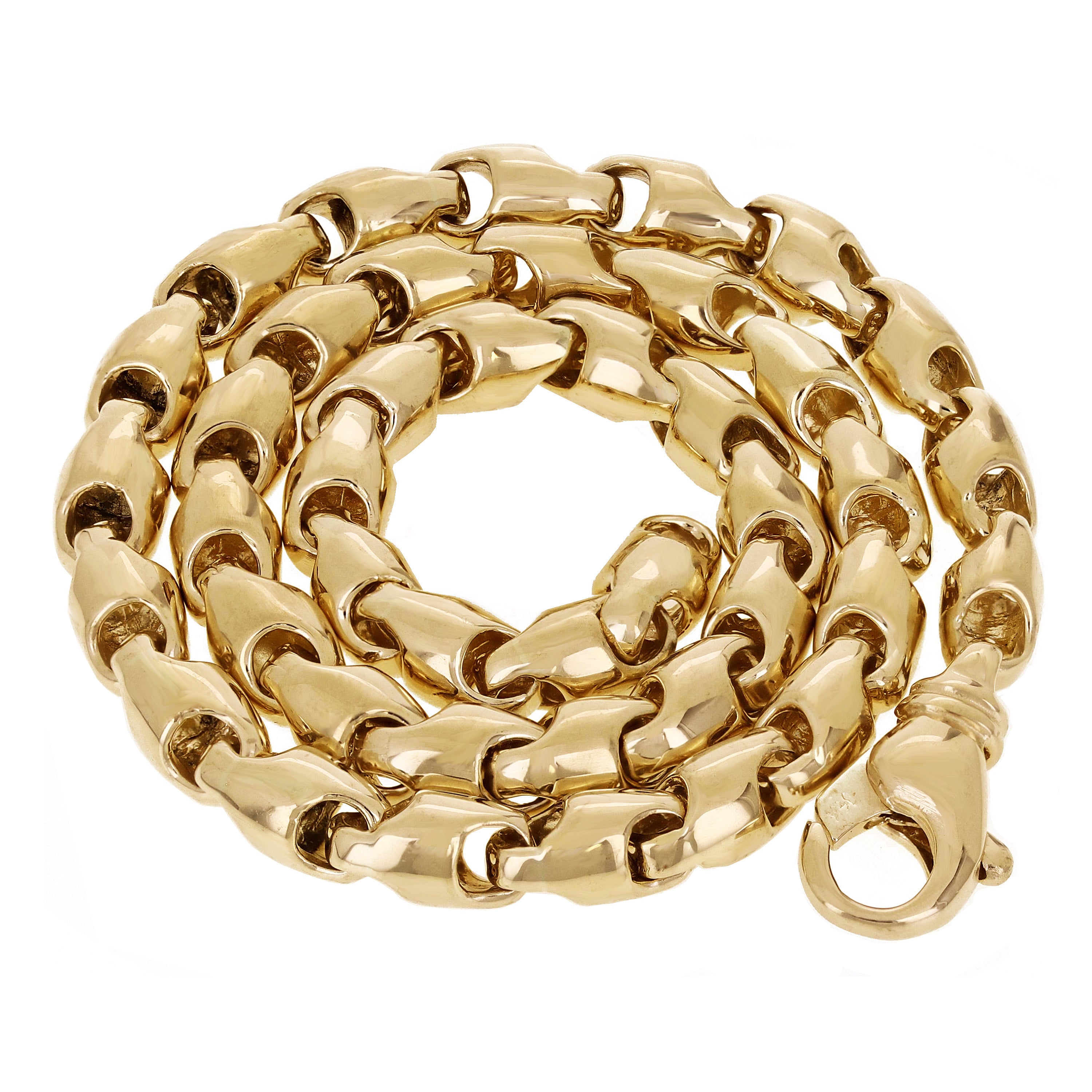 10k Yellow Gold Solid Handmade Bullet Link Necklace 20" 5.5mm 52.5 grams - 20" 52.5 grams