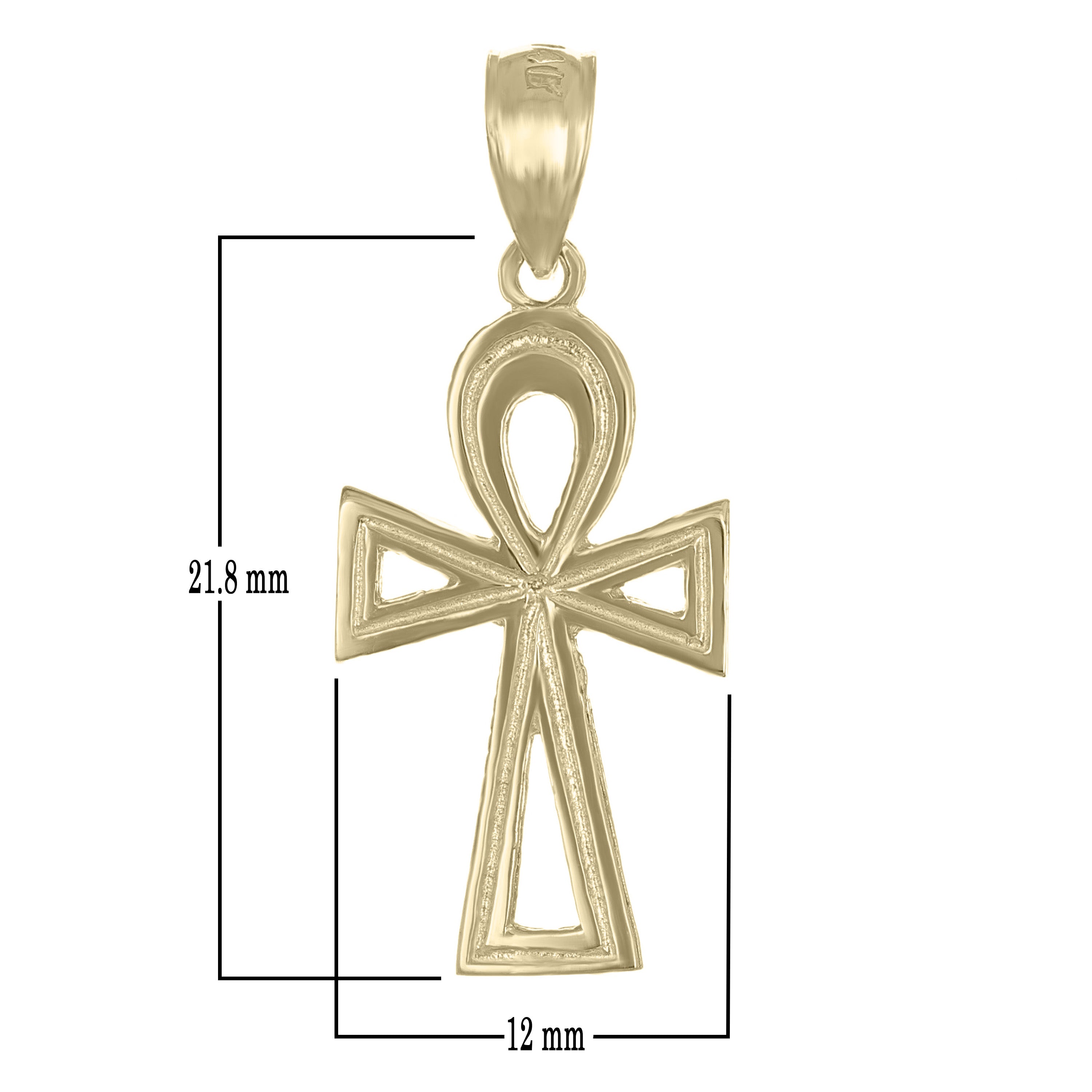 14k Yellow Gold Egyptian Ankh Cross Charm Pendant 1.2 grams - Yellow