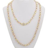 Men's Solid 10k Tri Color Gold Handmade Fashion Link Necklace 30" 5mm 56.5 grams - Tri-Color,30"