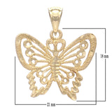 10k Yellow Gold Butterfly Charm Pendant Size Small or Big - Big