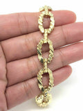 14k Yellow Gold Oval Link Nugget Bracelet 7.25" 11.7mm 26 grams - Yellow,7.25"