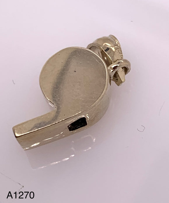 14k Yellow White or Rose Gold Working Whistle Charm Pendant