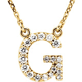 14k Yellow Gold Diamond Initial Letter G Alphabet Rolo Pendant Necklace 18" - Letter G,Yellow