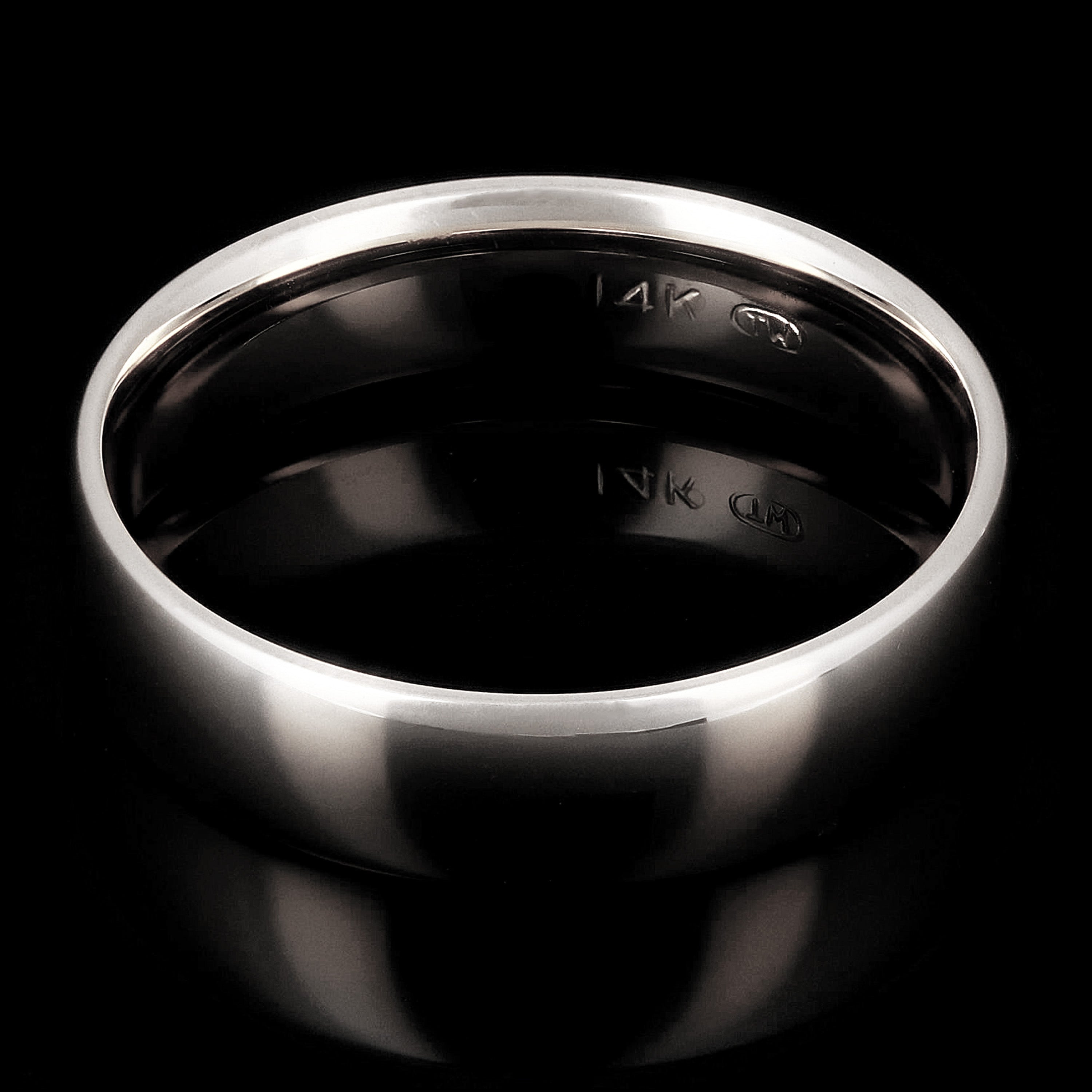 14k White Gold Comfort Fit Plain Wedding Band Ring 5mm Size 13 - White,5mm Ring Size 13