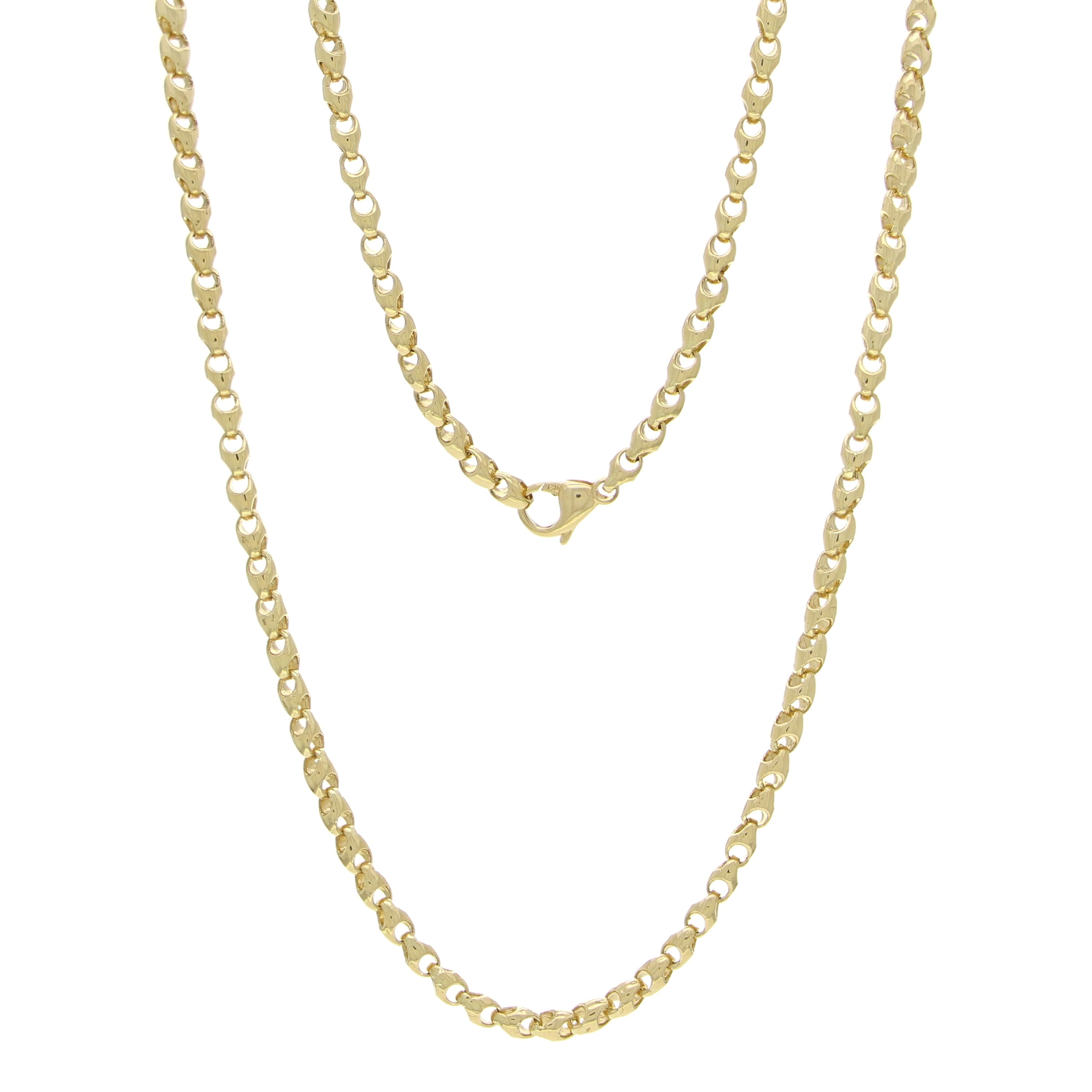 14k Yellow Gold Solid Handmade Fashion Link Necklace 20" 4.4mm 38.4 grams - 20" 38.4 grams