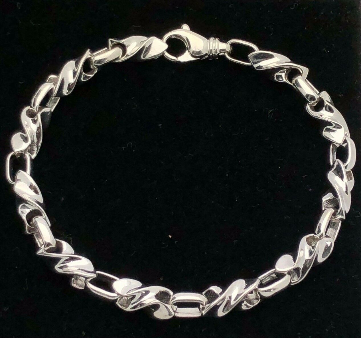 Men's 14k White Gold Handmade Fashion Link Bracelet 9" 6.5mm 37.7 grams