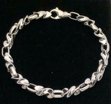 Men's 14k White Gold Handmade Fashion Link Bracelet 9" 6.5mm 37.7 grams