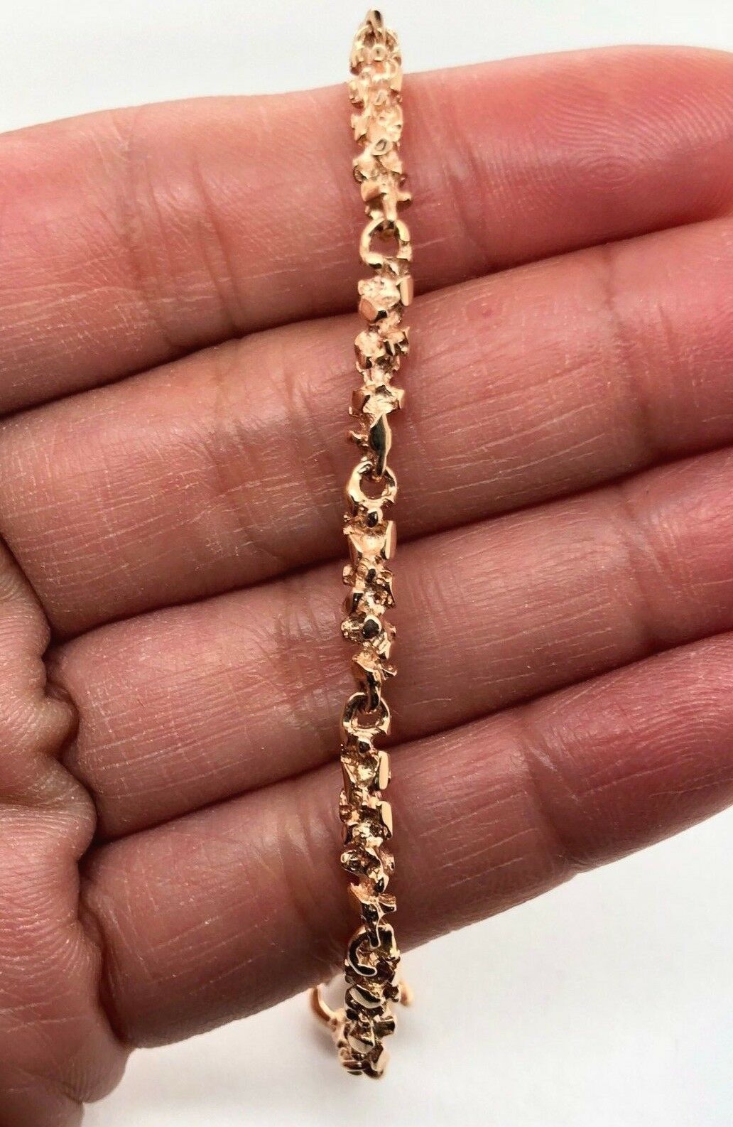 14k Rose Gold Nugget Bracelet 9" 3.8mm 11.5 grams - Rose,9"