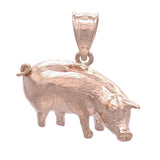 14k Yellow White or Rose Gold Textured 3D Pig Artisan-Made Pendant 6 grams