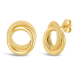 Italian 14k Yellow or White Gold Rope Double Eternity Circle Knot Stud Earrings