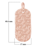14k Rose Gold Solid Hammered Finish Dog Tag Charm Pendant 1.6" 7.5 grams - Rose