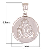 14k White Gold Buddha Medal Charm Pendant 3.5 grams