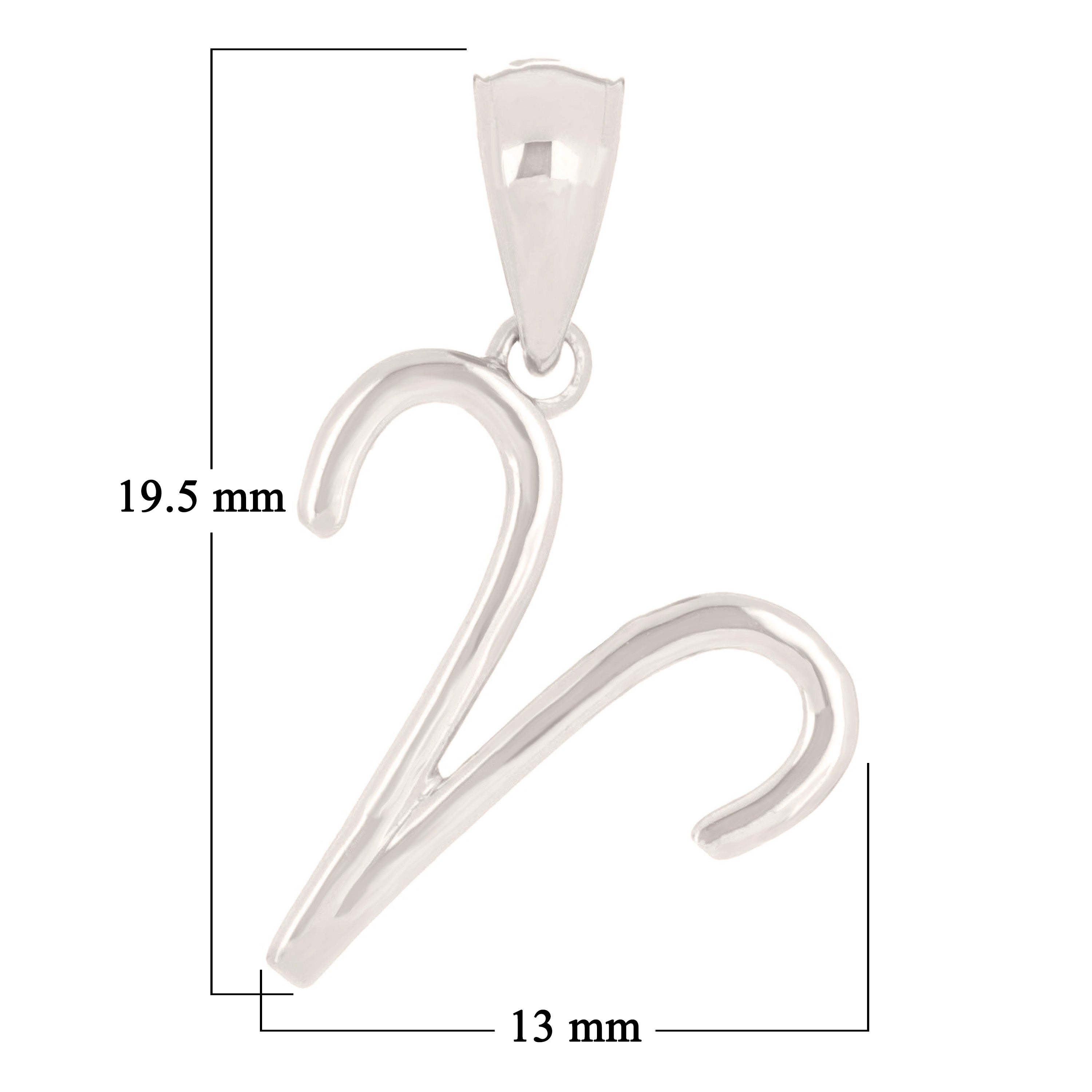 14k White Gold Aries Zodiac Sign Charm Pendant - Aries,White