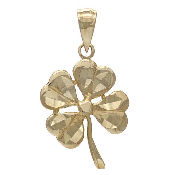 14k Yellow Gold Flower Lucky Four Leaf Clover Charm Pendant 1.7 grams - Yellow